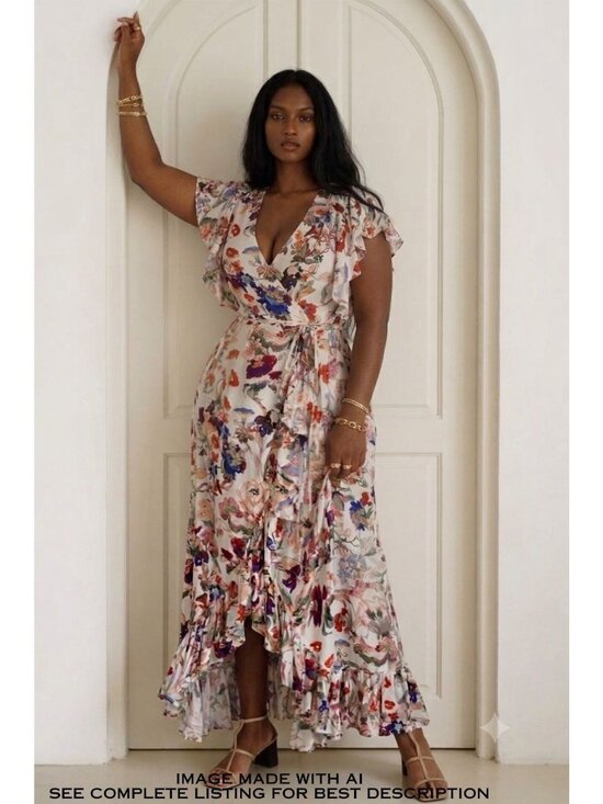 Bali Elf Dresses & Skirts - Bali Elf Asymmetric Sundress XXL Wrap Flutter Sleeves Ruffle Handmade Wedding